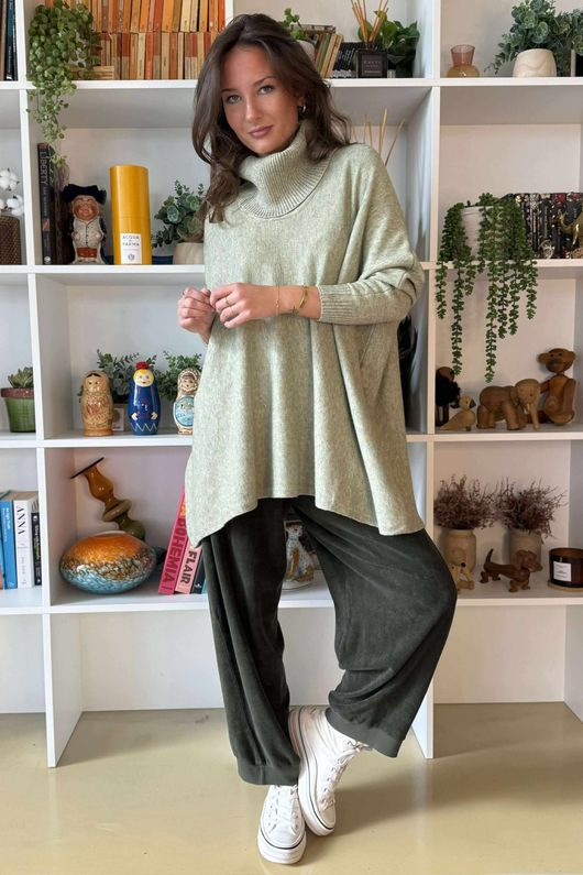 Beyond Terry Oversized Cowl Knit Pistachio Marl 
